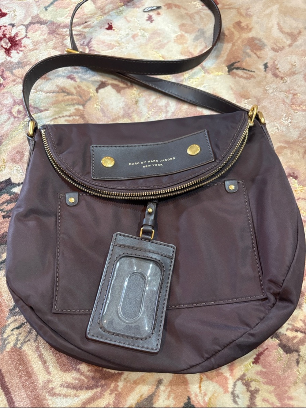 Marc by Marc Jacobs Plum Nylon Crossbody Bag with Gold Hardware